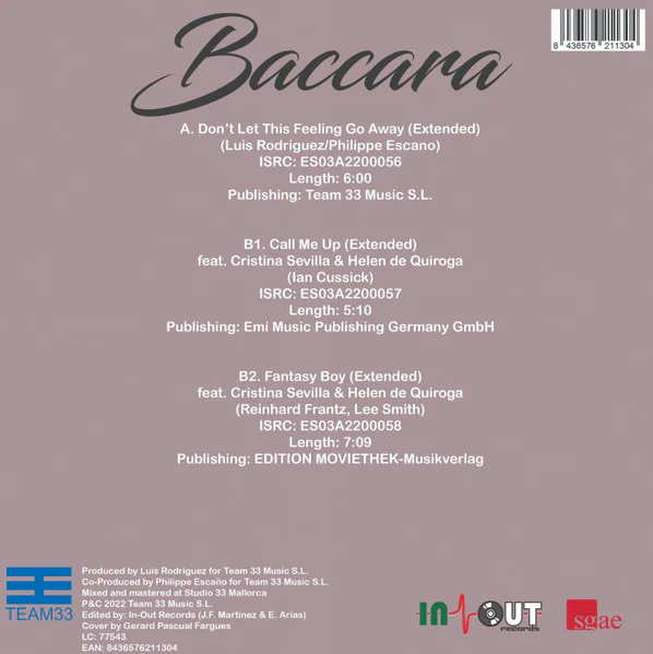 Baccara – Don't Let This Feeling Go Away / Call me up / Fantasy boy - Image 2