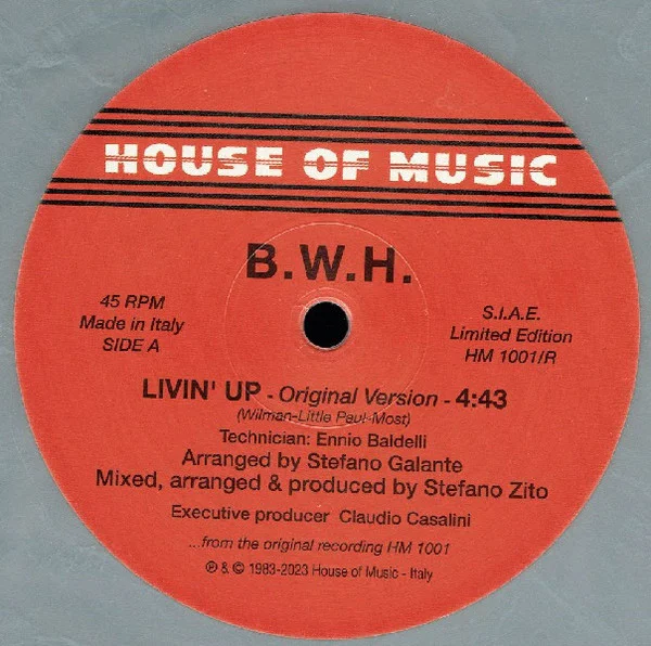 B.W.H. – Livin' Up (Original Version) / Stop (Original Version) (grey vinyl)