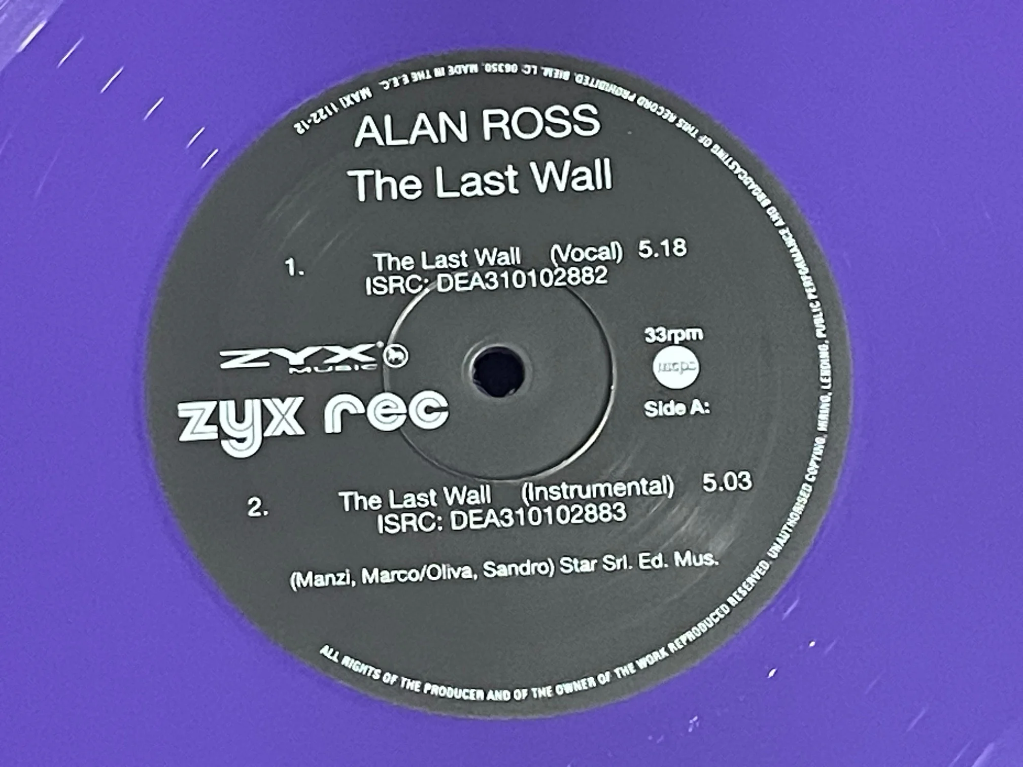 Alan Ross - The Last Wall (Purple Vinyl) - Image 3