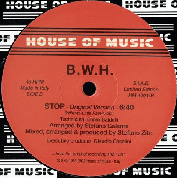 B.W.H. – Livin' Up (Original Version) / Stop (Original Version) (Black Vinyl) - Image 2