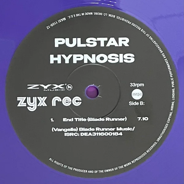 Hypnosis – Pulstar / End Title (Blade Runner) (Purple vinyl) - Image 3