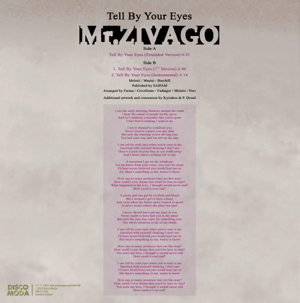 Mr. Zivago – Tell By Your Eyes (black or violet vinyl) - Image 2