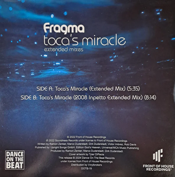 Fragma – Toca's Miracle (Extended Mixes) (White vinyl) - Image 2