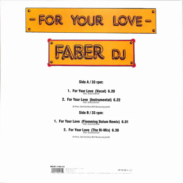 Faber DJ – For Your Love - Image 2