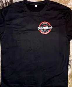 Men's Black T-Shirt Logo front - Headphones back